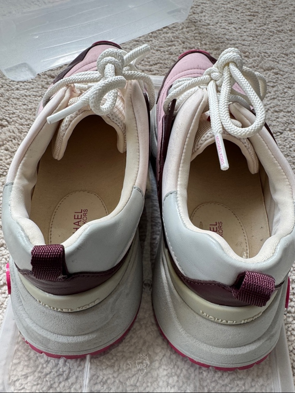 Michael Kors Pink, Cream & Brown Platform Sneakers - Picture 4 of 11